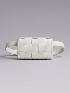 New White/Ivory Woven Belt Bag Up To 43 Inches Or Crossbody